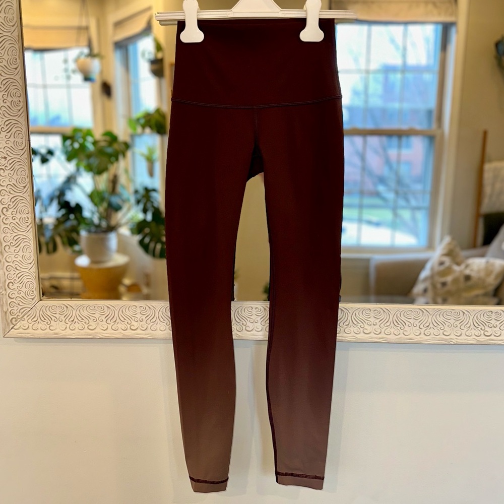 Lululemon Limited Edition Ombre Wunder Under Hi-Rise Maroon / Burgundy Pants 4 - Picture 9 of 12